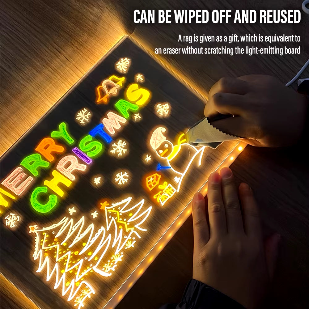 LED Light up Acrylic Message Board Erasable USB Children'S Drawing Board CIY for Birthday Gifts Bar Advertising Boards